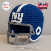 A crocheted blue New York Giants football helmet hat!