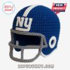 A crocheted blue New York Giants football helmet hat!