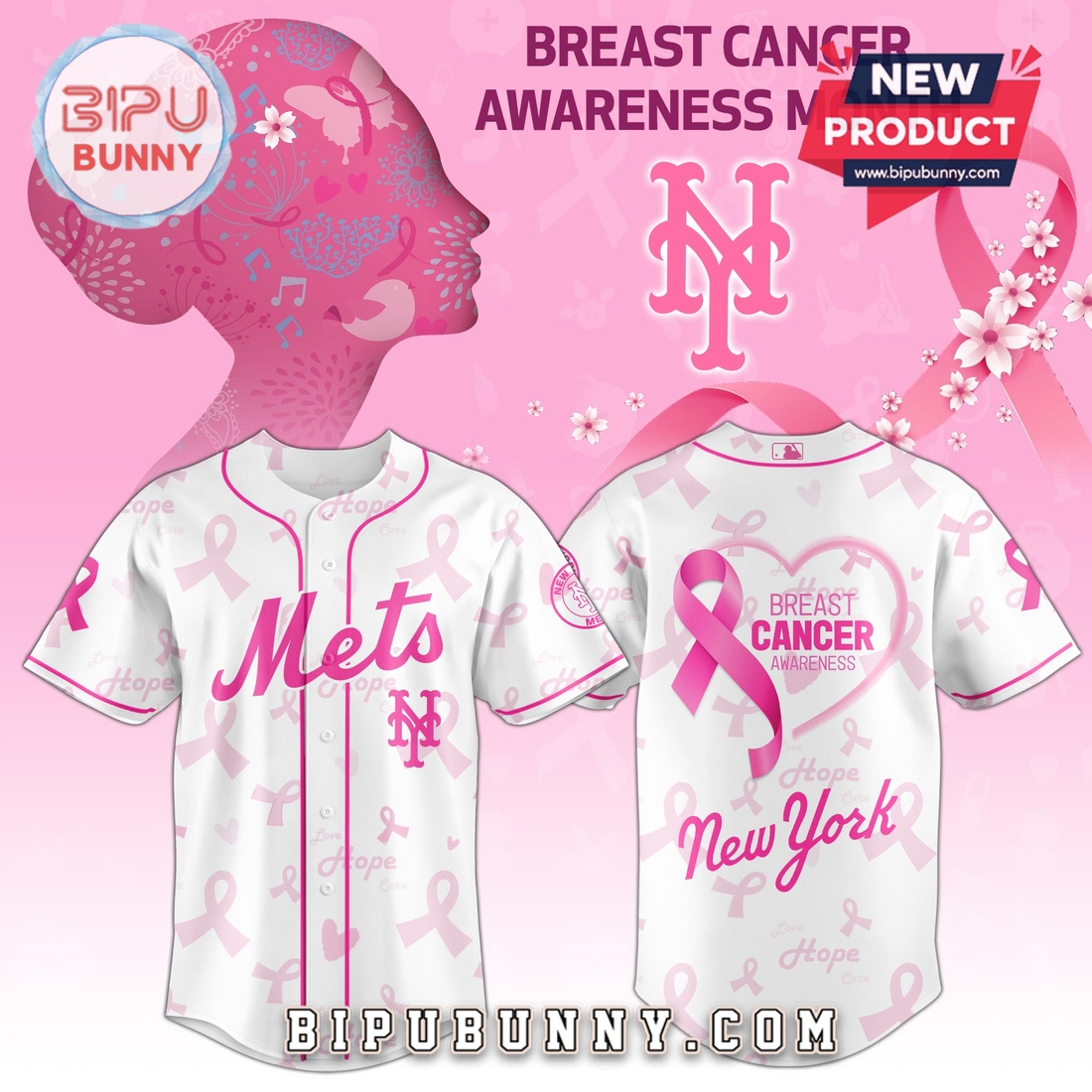 New York Mets x Breast Cancer Awareness Baseball Jersey New York Mets x Breast Cancer Awareness Baseball Jersey