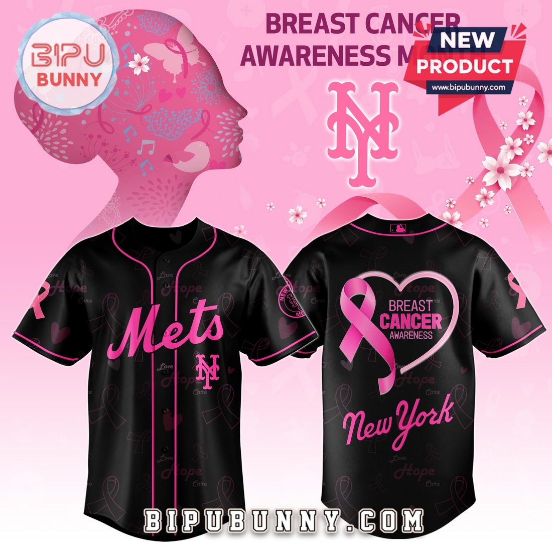 New York Mets x Breast Cancer Awareness Month Baseball Jersey New York Mets x Breast Cancer Awareness Month Baseball Jersey