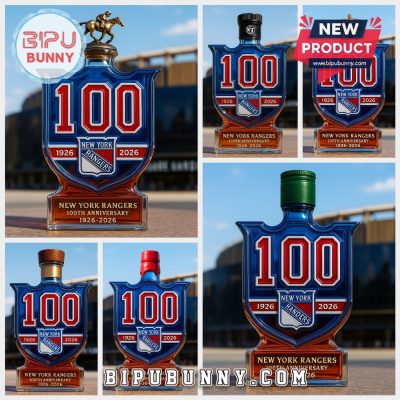 New York Rangers 100th Anniversary Whiskey Bottle