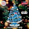Detroit Lions Christmas tree ornament with team logos and festive details.