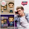 Two Niall Horan Pop figures and a photo of Niall Horan on the phone.