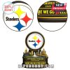 Close-up of Steelers collectible showing detailed logo and text.