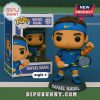 Funko Pop Rafael Nadal in blue outfit holding a tennis racket.