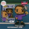 Funko Pop Rafael Nadal in purple outfit holding a tennis trophy.