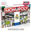 Monopoly Real Madrid edition board game box with football-themed images and logos.