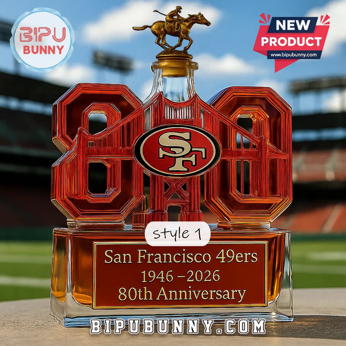San Francisco 49ers 80th Anniversary Whiskey Bottle San Francisco 49ers 80th Anniversary Whiskey Bottle