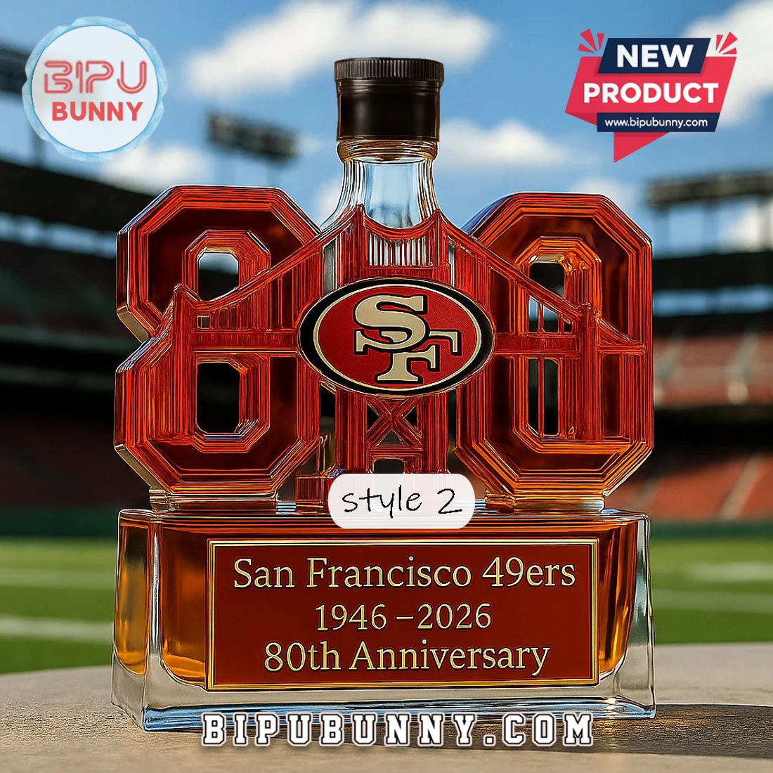 San Francisco 49ers 80th Anniversary Whiskey Bottle San Francisco 49ers 80th Anniversary Whiskey Bottle