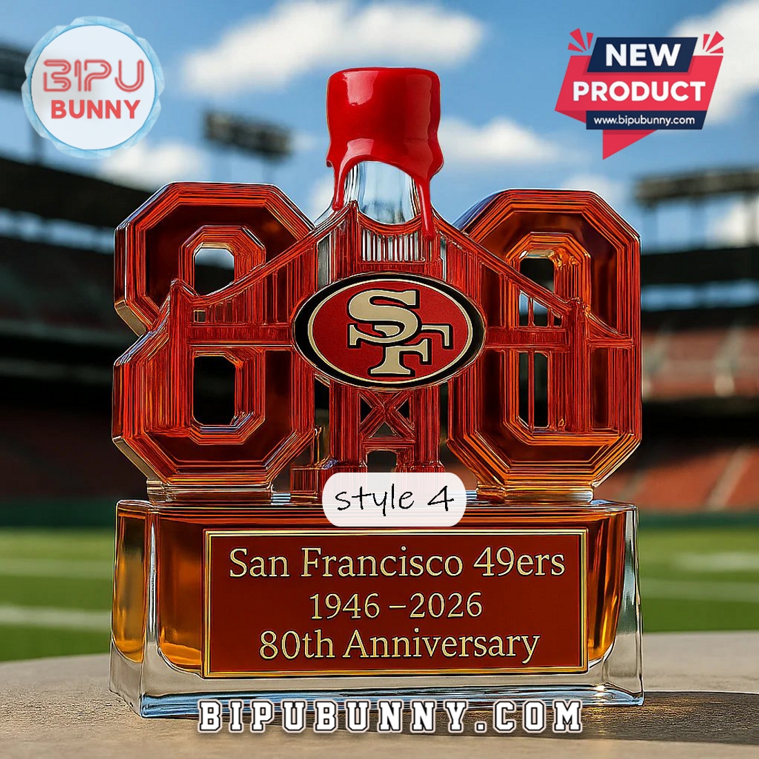 San Francisco 49ers 80th Anniversary Whiskey Bottle San Francisco 49ers 80th Anniversary Whiskey Bottle