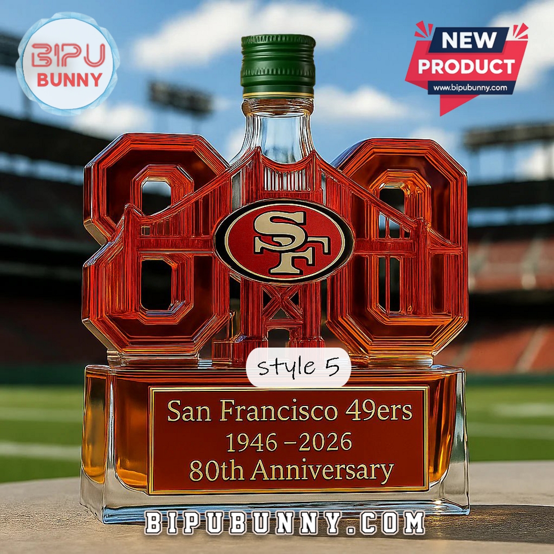 San Francisco 49ers 80th Anniversary Whiskey Bottle San Francisco 49ers 80th Anniversary Whiskey Bottle