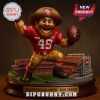 49ers mascot figure with dark background and stadium base.