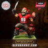 Tampa Bay Buccaneers pirate figure with sword and football on a dark wood background.