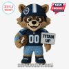 Tennessee Titans crochet raccoon doll in full uniform with Titan Up sign.
