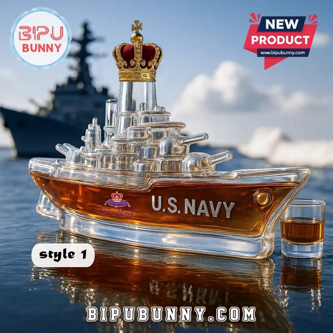 U.S. Navy Battleship Whiskey Bottle U.S. Navy Battleship Whiskey Bottle