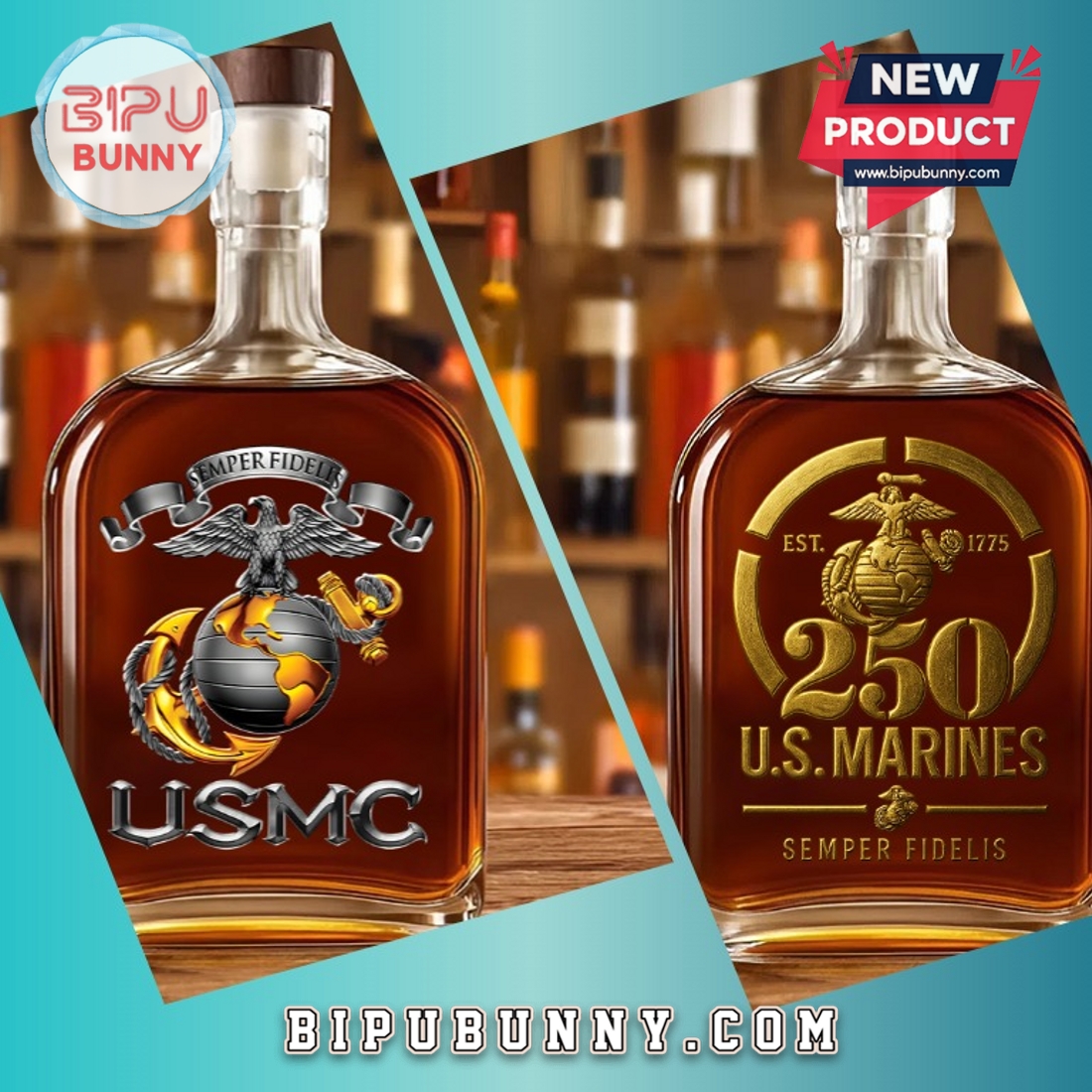 US Marine Corps 25oz Whiskey Bottle US Marine Corps 25oz Whiskey Bottle