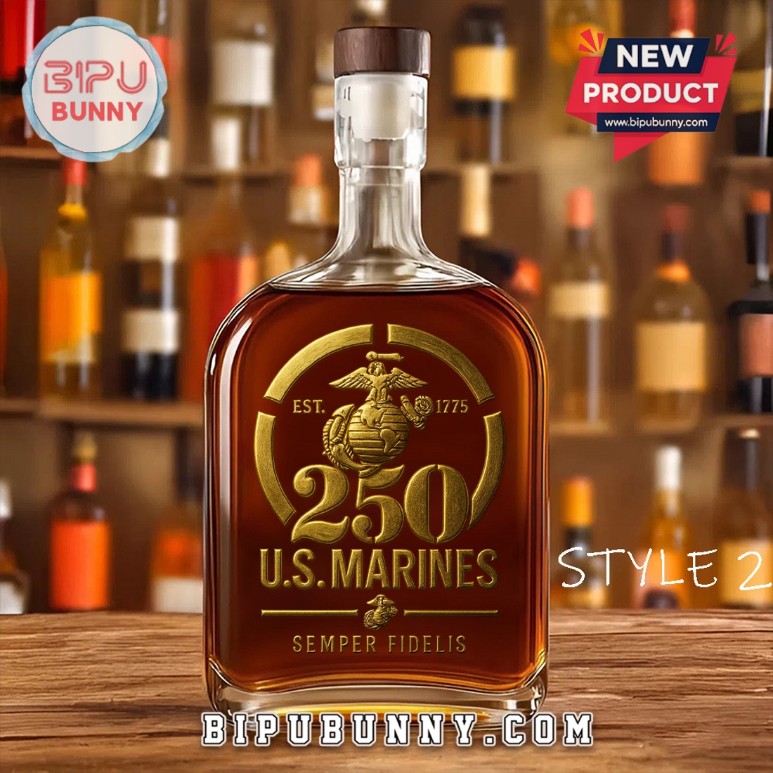 US Marine Corps 25oz Whiskey Bottle US Marine Corps 25oz Whiskey Bottle