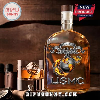 US Marine Corps USMC 25oz Whiskey Bottle US Marine Corps USMC 25oz Whiskey Bottle