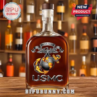 US Marine Corps USMC 25oz Whiskey Bottle
