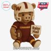 Washington Commanders crochet bear holding a football and Raise Hail sign.