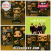 Collage showing Weezer Funko Pop vinyl figures of Rivers Cuomo, Brian Bell, Scott Shriner, and Patrick Wilson from Bipubunny.