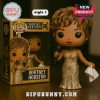 Whitney Houston vinyl figure in gold dress holding mic and handkerchief.