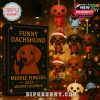 24 dachshund figures in festive outfits and humorous poses, ideal for dog lovers and holiday enthusiasts.