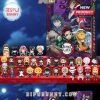 Demon Slayer Calendar Box and extensive chibi figure collection in four panels