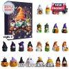 Orange hat gnome Halloween advent calendar with 24 spooky figurines.