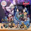 Demon Slayer advent calendar with anime figures and colorful character artwork on wooden surface!