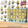 Full Minions advent calendar with character illustrations in the background.