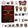 AC/DC 2025 Advent Calendar with rock-inspired ornaments like guitars, drums, and band symbols.