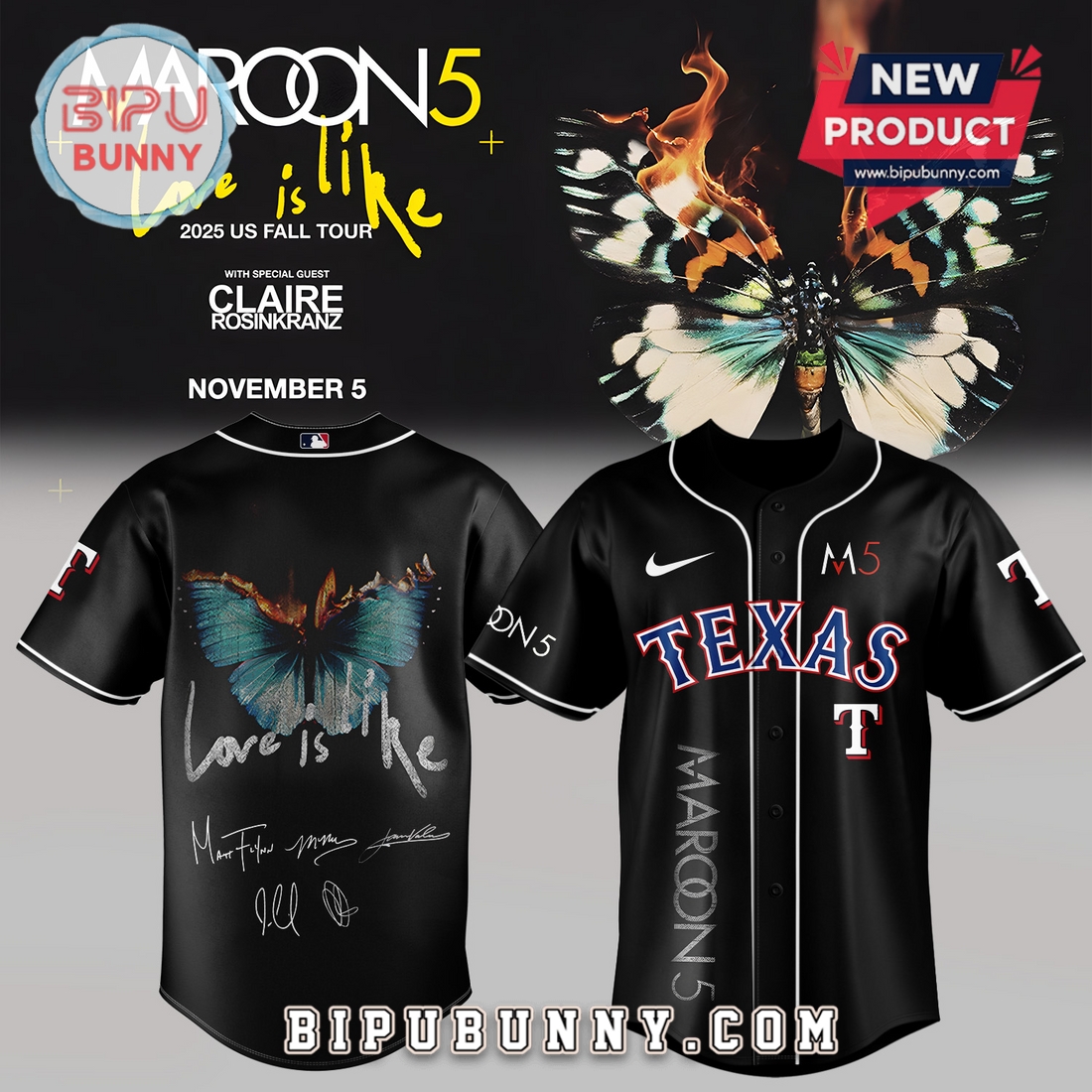 All Team MLB x Maroon 5 Baseball Jersey All Team MLB x Maroon 5 Baseball Jersey