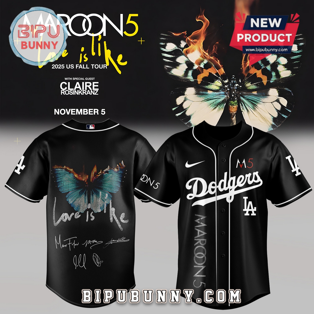 All Team MLB x Maroon 5 Baseball Jersey All Team MLB x Maroon 5 Baseball Jersey