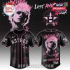 Houston Astros MGK jersey in black with pink punk graphics and signatures.