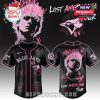 Black and pink MGK tour jersey with Blue Jays logos and punk artwork.