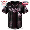 Duplicate view of Dodgers MGK jersey front, highlighting pink-on-black contrast.