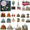 American Landmarks Advent Calendar with miniature figurines of famous American landmarks.