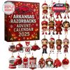 Collage of four images showing different Arkansas Razorbacks Advent Calendar 2025 versions with various ornaments!