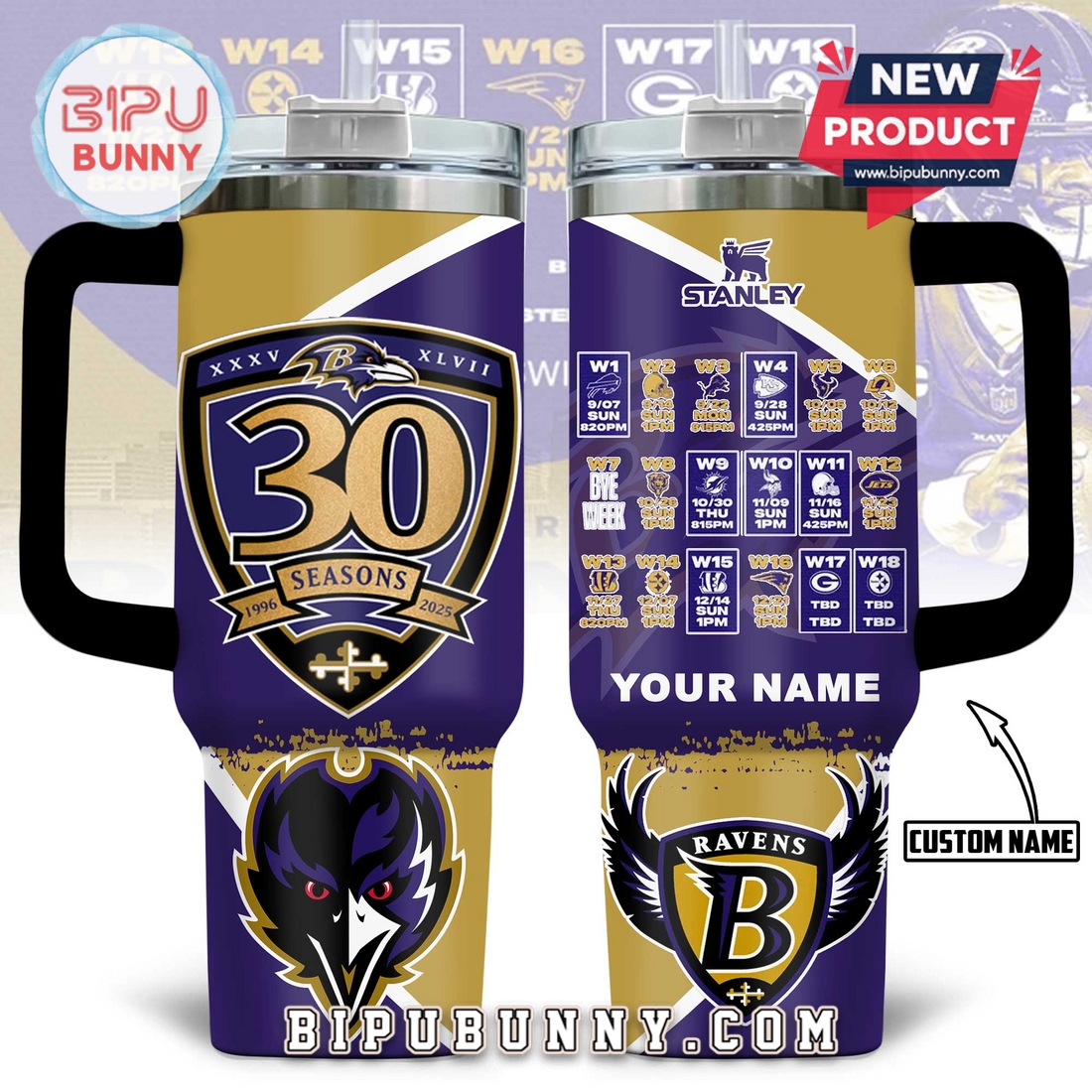 Baltimore Ravens Custom Stanley Tumbler 40oz Baltimore Ravens Custom Stanley Tumbler 40oz