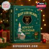 Close-up of Baylor Bears Advent Calendar box beside holiday gifts and lights!