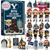 Close-up of BYU 150 Years Advent Calendar 2025 showcasing figurines and decorations.