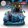 Carolina Panthers Halloween collectible featuring horror figures in team gear with spooky decorations and haunted van backdrop.