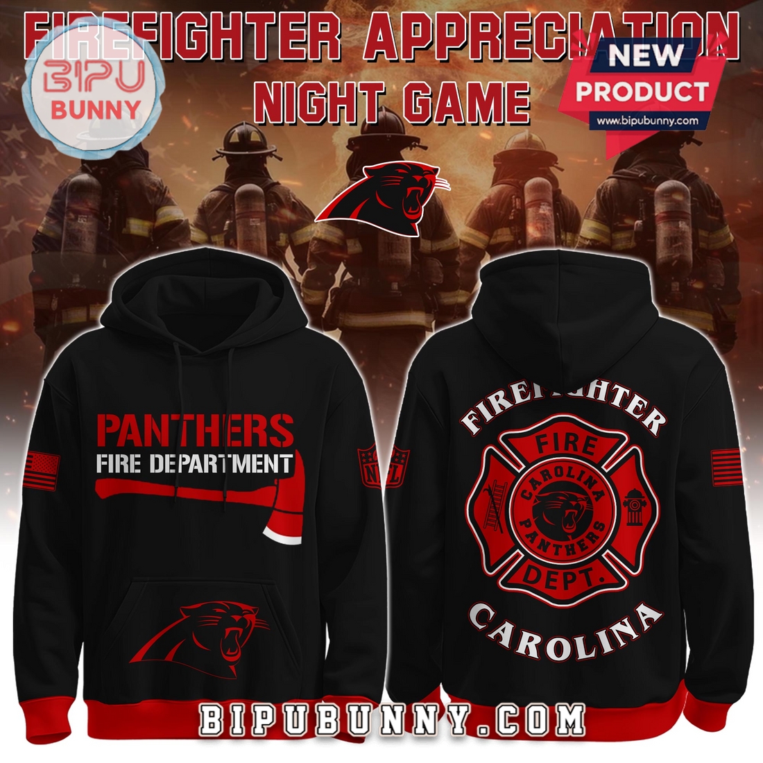 Carolina Panthers NFL x Firefighter Appreciation Limited Edition Hoodie Carolina Panthers NFL x Firefighter Appreciation Limited Edition Hoodie