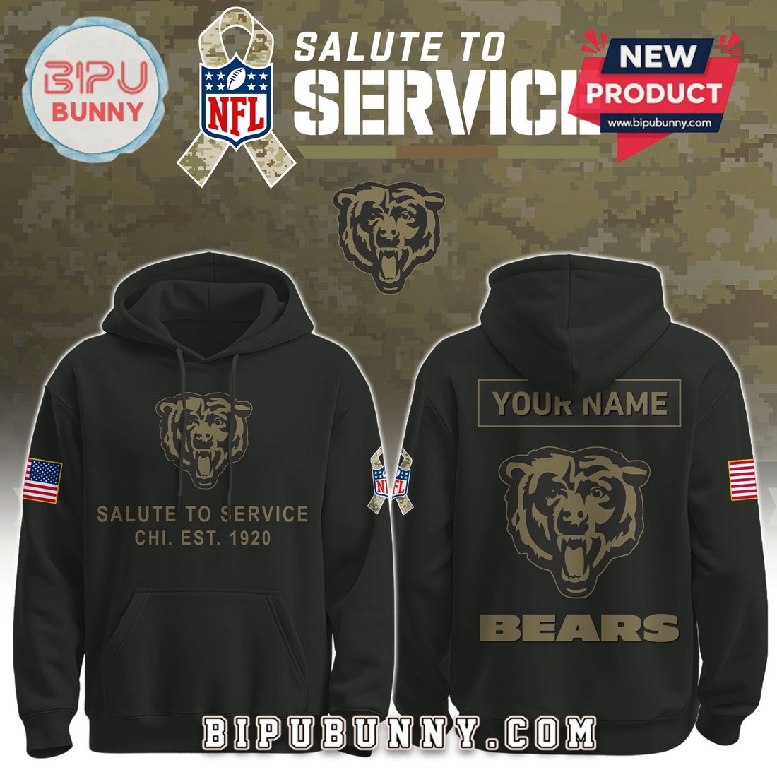 Chicago Bears Nike 2025 Salute to Service Pullover Hoodie Chicago Bears Nike 2025 Salute to Service Pullover Hoodie
