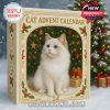 Bipu Bunny Cat Advent Calendar box and 24 cat and gingerbread man ornaments on a red background!