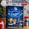 Dodgers advent calendar displayed with Christmas tree and presents in background.