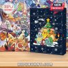 Close-up of Pokémon Advent Calendar featuring Pikachu, Squirtle, and Charmander in a Christmas setting.