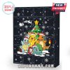 Full view of Pokémon Advent Calendar with festive characters and snowflakes, including Pikachu and Charmander.