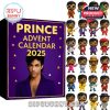 Prince Advent Calendar 2025 box next to all 24 different Funko-style Prince figure ornaments!